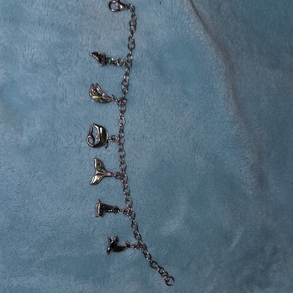 Silver Charm Bracelet with Ocean-Themed Charms